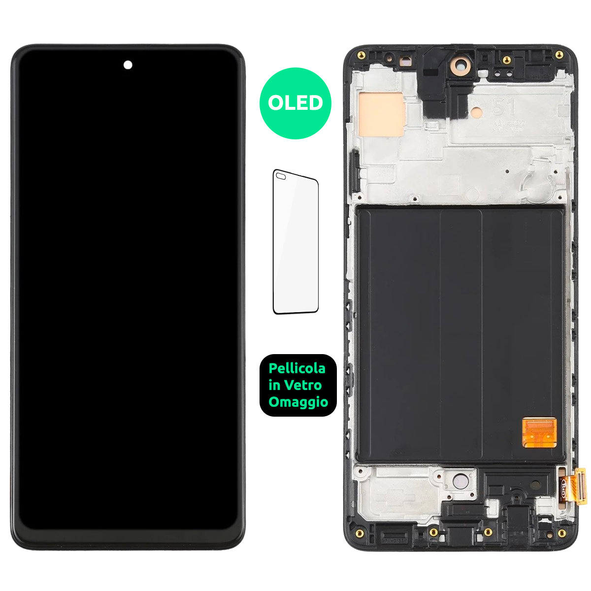 Display Schermo Lcd + Frame Oled Samsung Galaxy A51 SM-A515F Touch Screen Vetro Nero