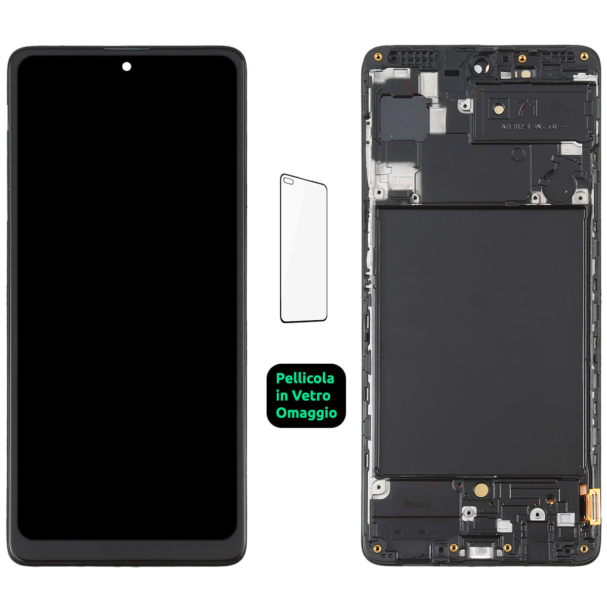 Display Schermo Lcd + Frame OLED Samsung Galaxy A71 SM-A715F Touch Screen Vetro Nero