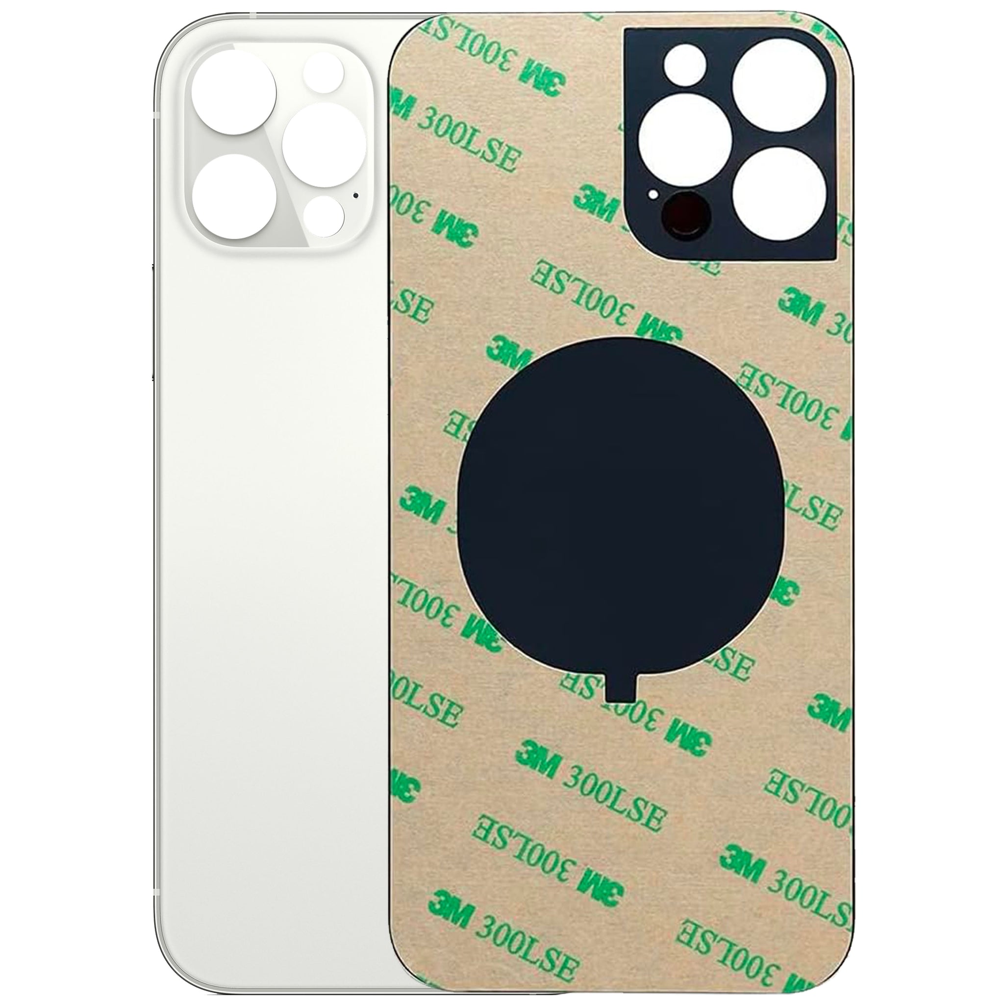 Vetro Scocca Posteriore Big Hole per Apple Iphone 12 Pro Back Case Glass Cover Bianco