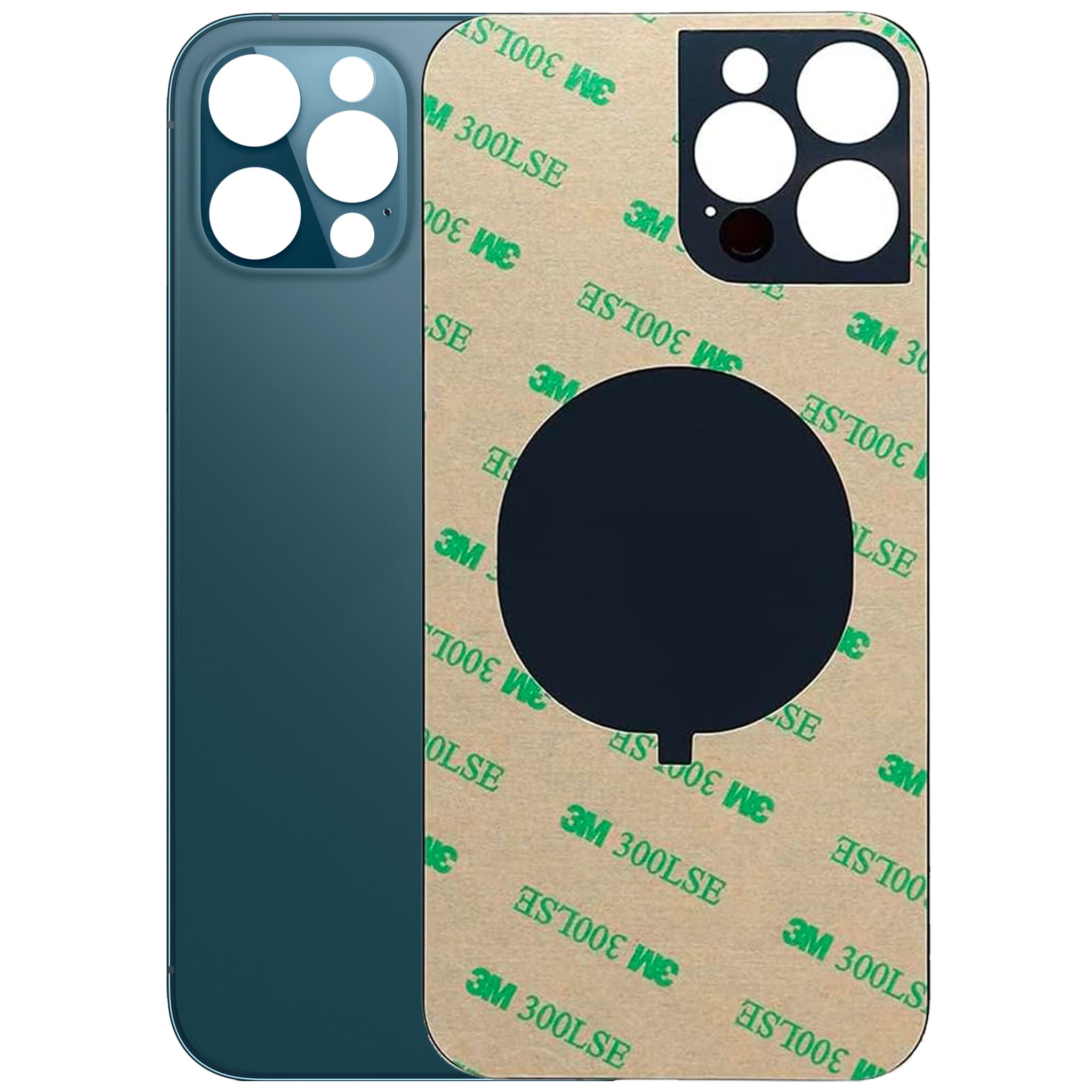 Vetro Scocca Posteriore Big Hole per Apple Iphone 12 Pro Back Case Glass Cover Blu