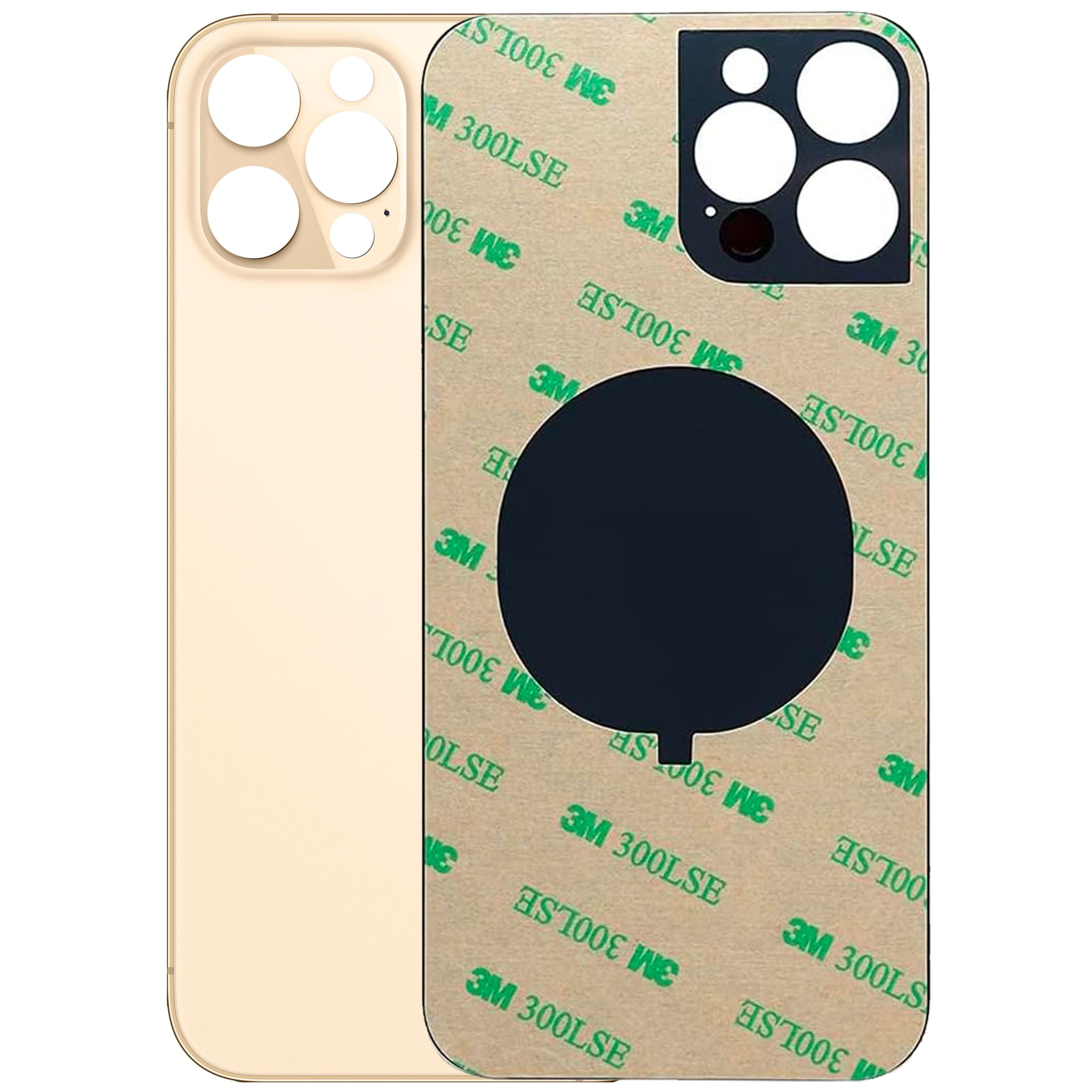 Vetro Scocca Posteriore Big Hole per Apple Iphone 12 Pro Back Case Glass Cover Gold Oro