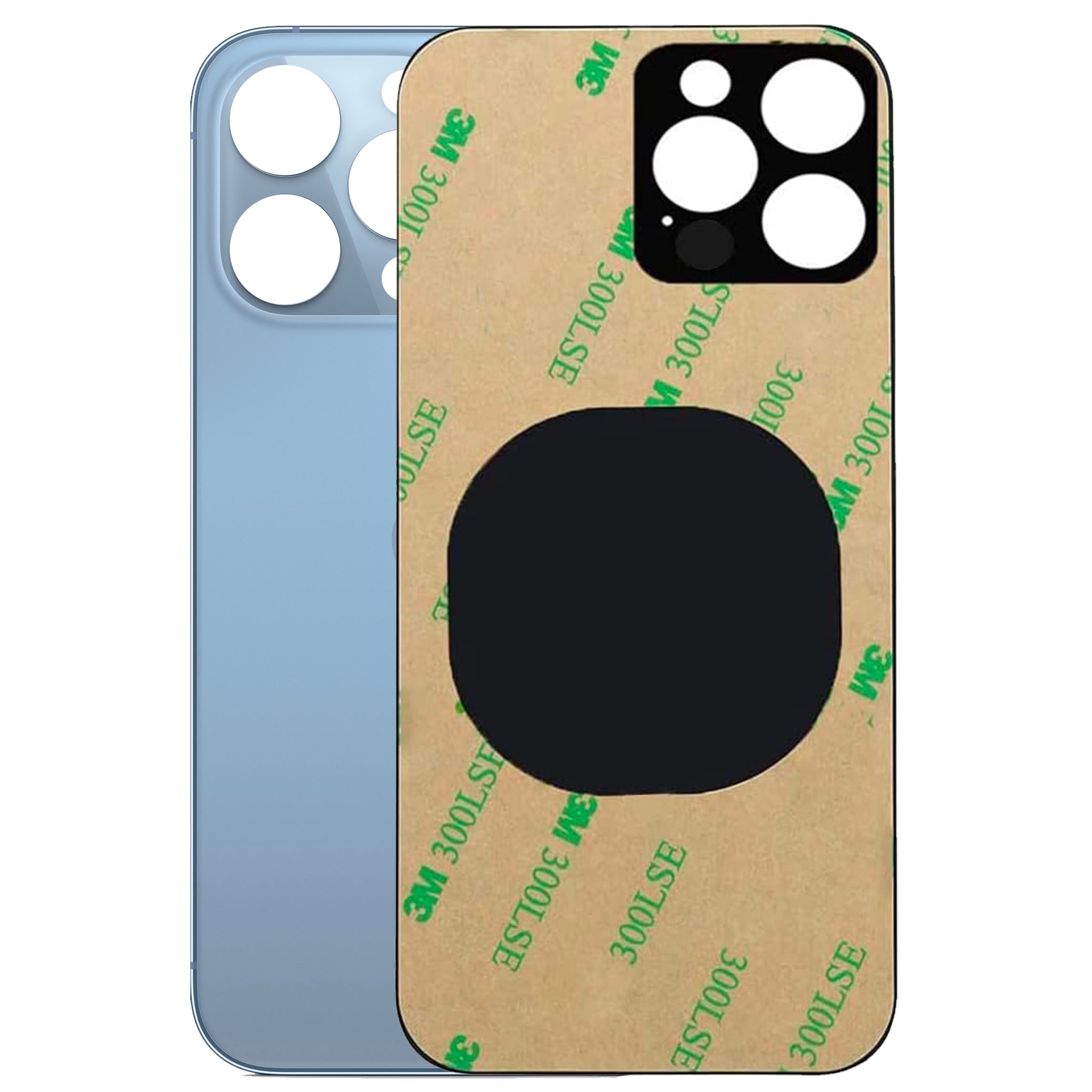 Vetro Scocca Posteriore Big Hole per Apple Iphone 13 Pro Max Back Case Cover Blu