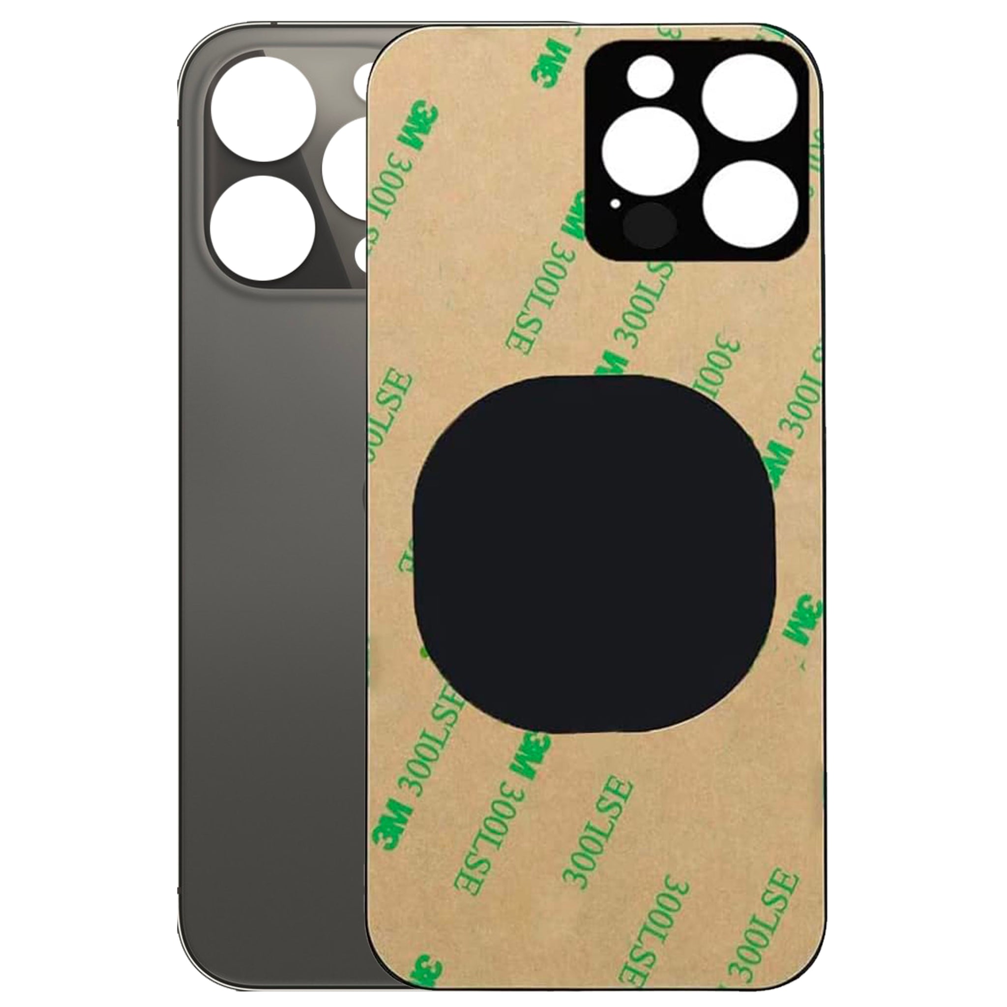 Vetro Scocca Posteriore Big Hole per Apple Iphone 13 Pro Max Back Case Cover Nero