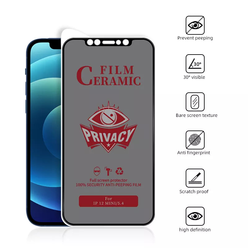 Pellicola Ceramic Privacy Opaca Morbida per Apple Iphone 14 13 12 Mini Pro Max 11 XS XR X