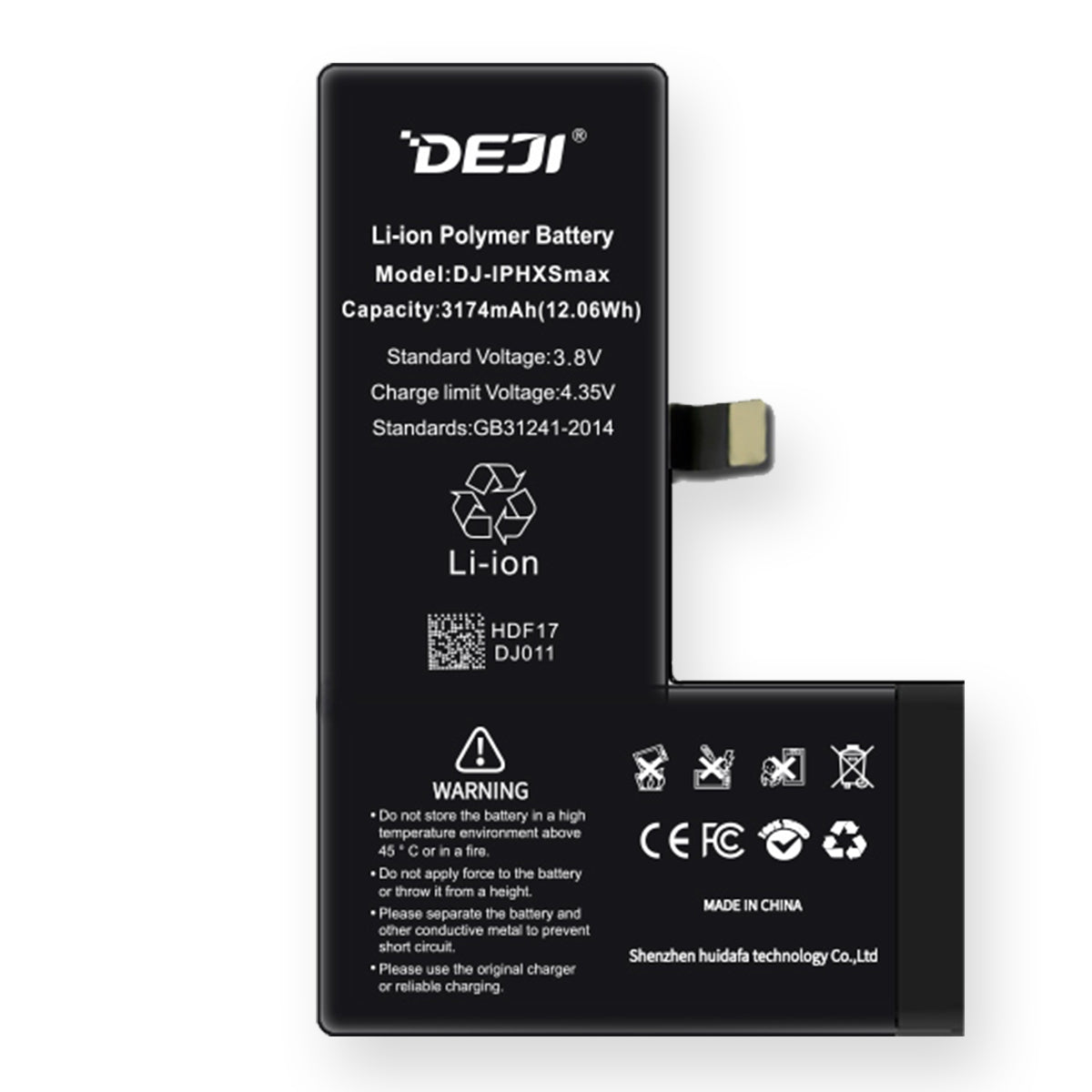 Batteria di Ricambio Pila Deji per Apple Iphone XS Max 3174mAh Fronte