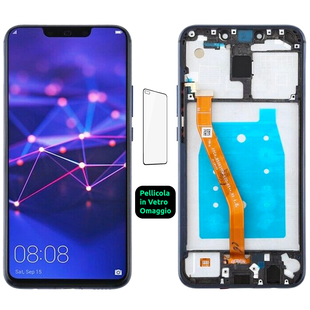 Display Schermo Lcd + Frame Huawei Mate 20 Lite SNE-LX1 SNE-AL00 Touch Screen Vetro Blu