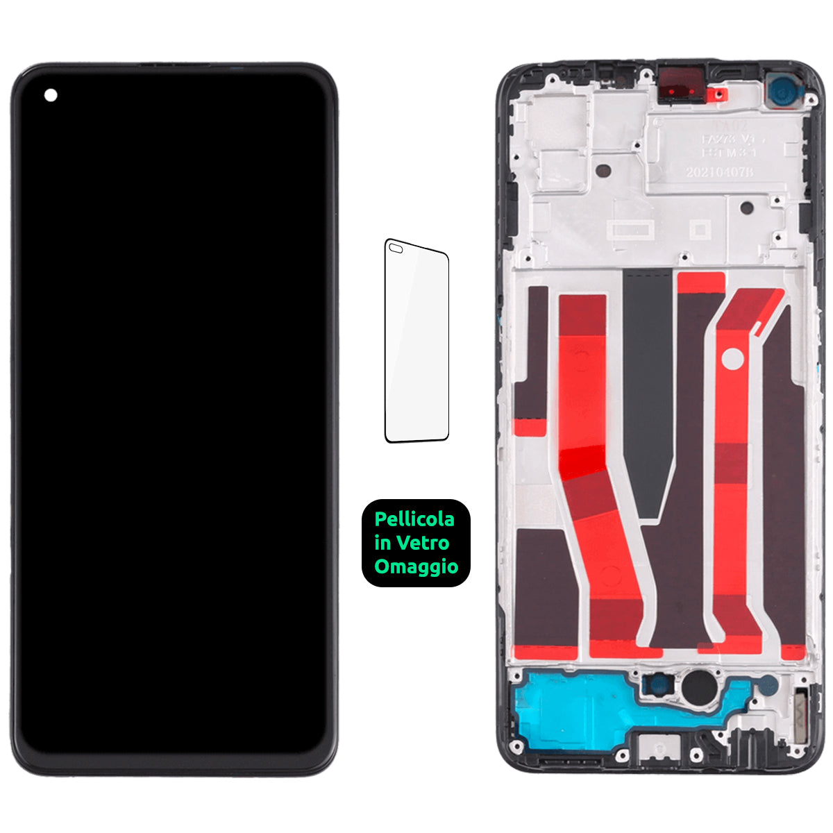 Display Schermo Lcd + Frame Oppo Reno 5Z CPH2211 / A94 5G Touch Screen Vetro Nero