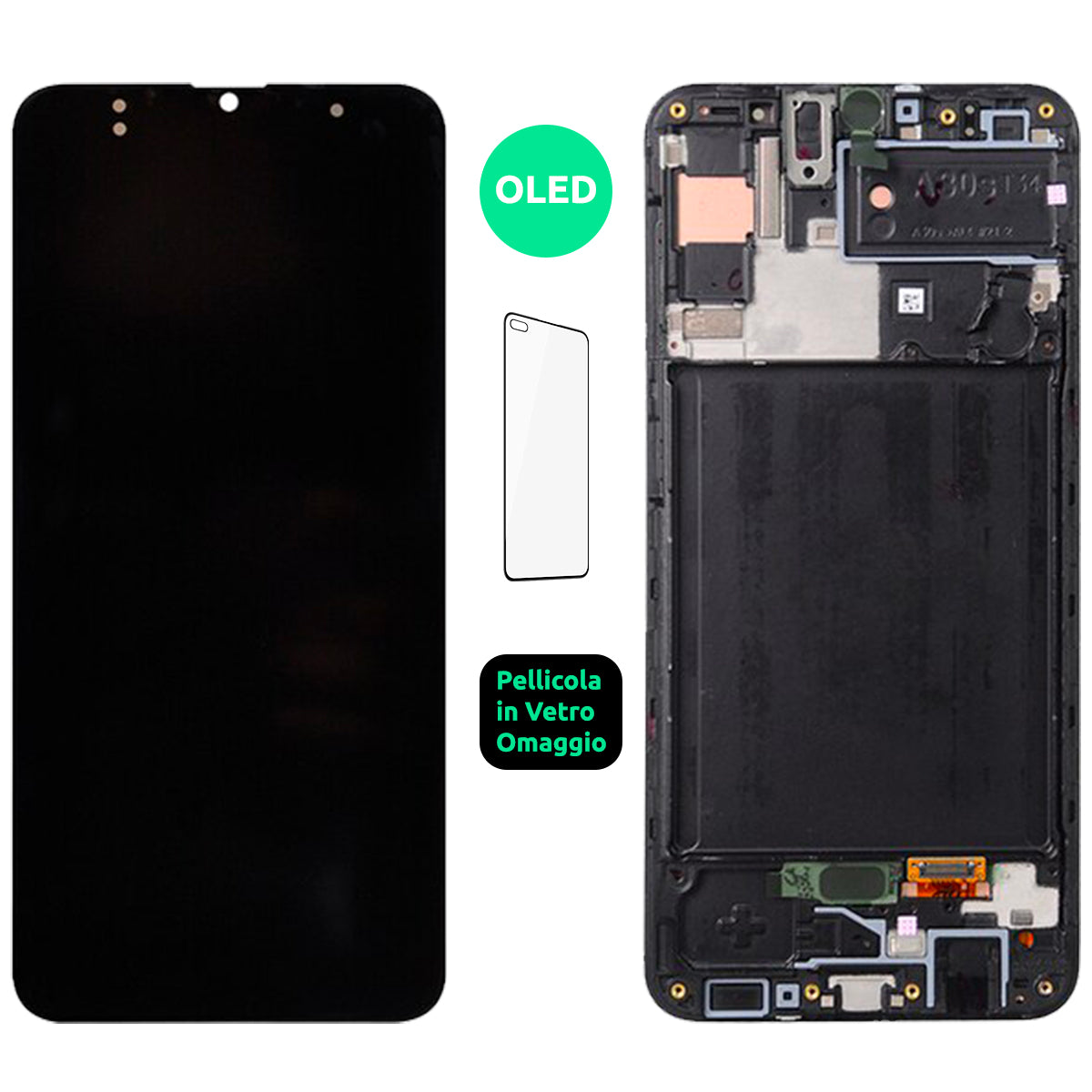 Display Schermo Lcd + Frame Oled Samsung Galaxy A30S SM-A307F Touch Screen Vetro Nero