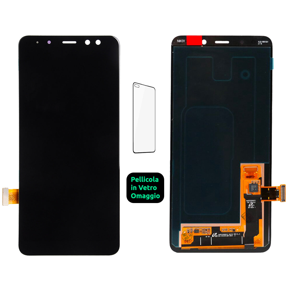 Display Schermo Lcd Oled Samsung Galaxy A8 2018 SM-A530F/FN Touch Screen Vetro Nero