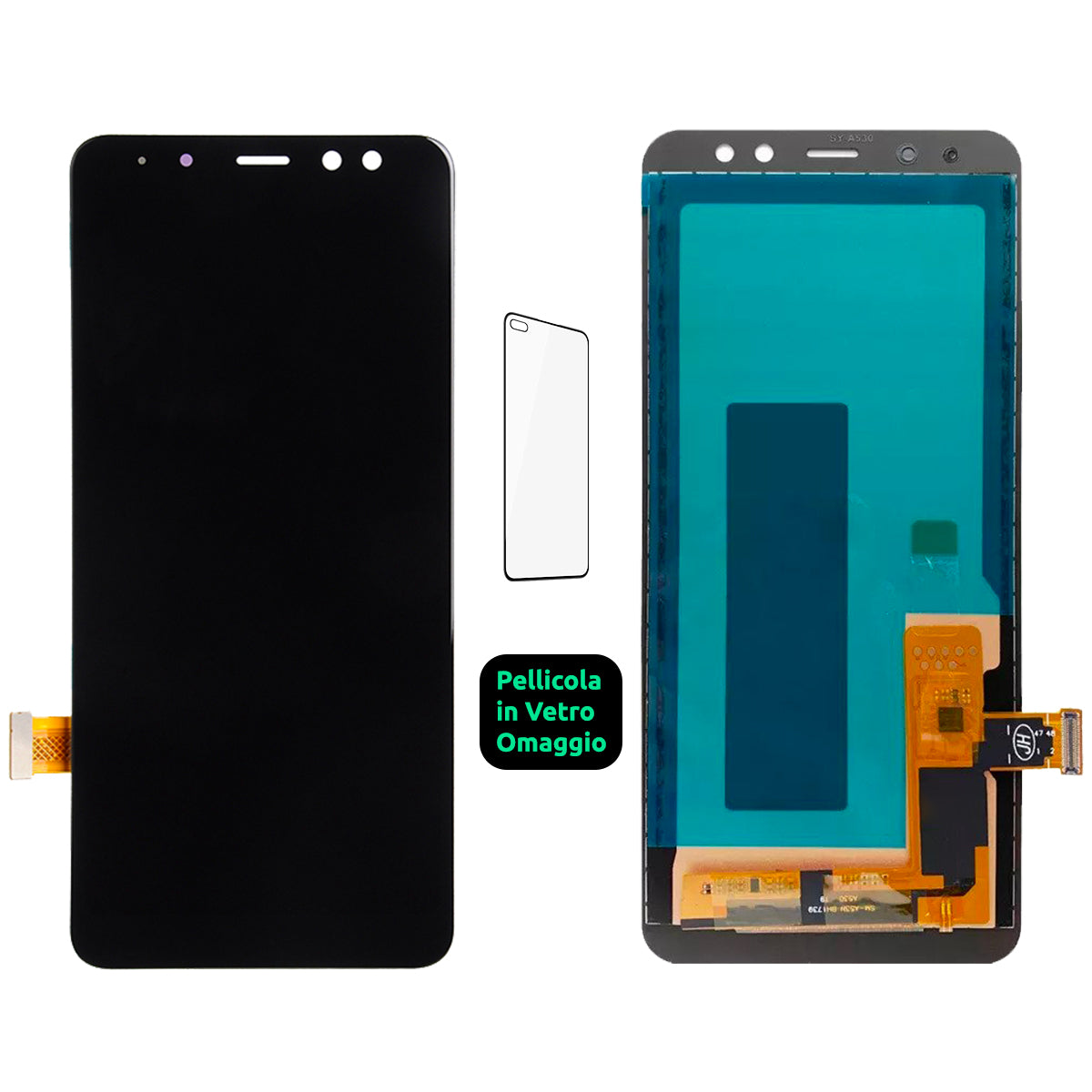 Display Schermo Lcd Tft Samsung Galaxy A8 2018 SM-A530F/FN Touch Screen Vetro Nero