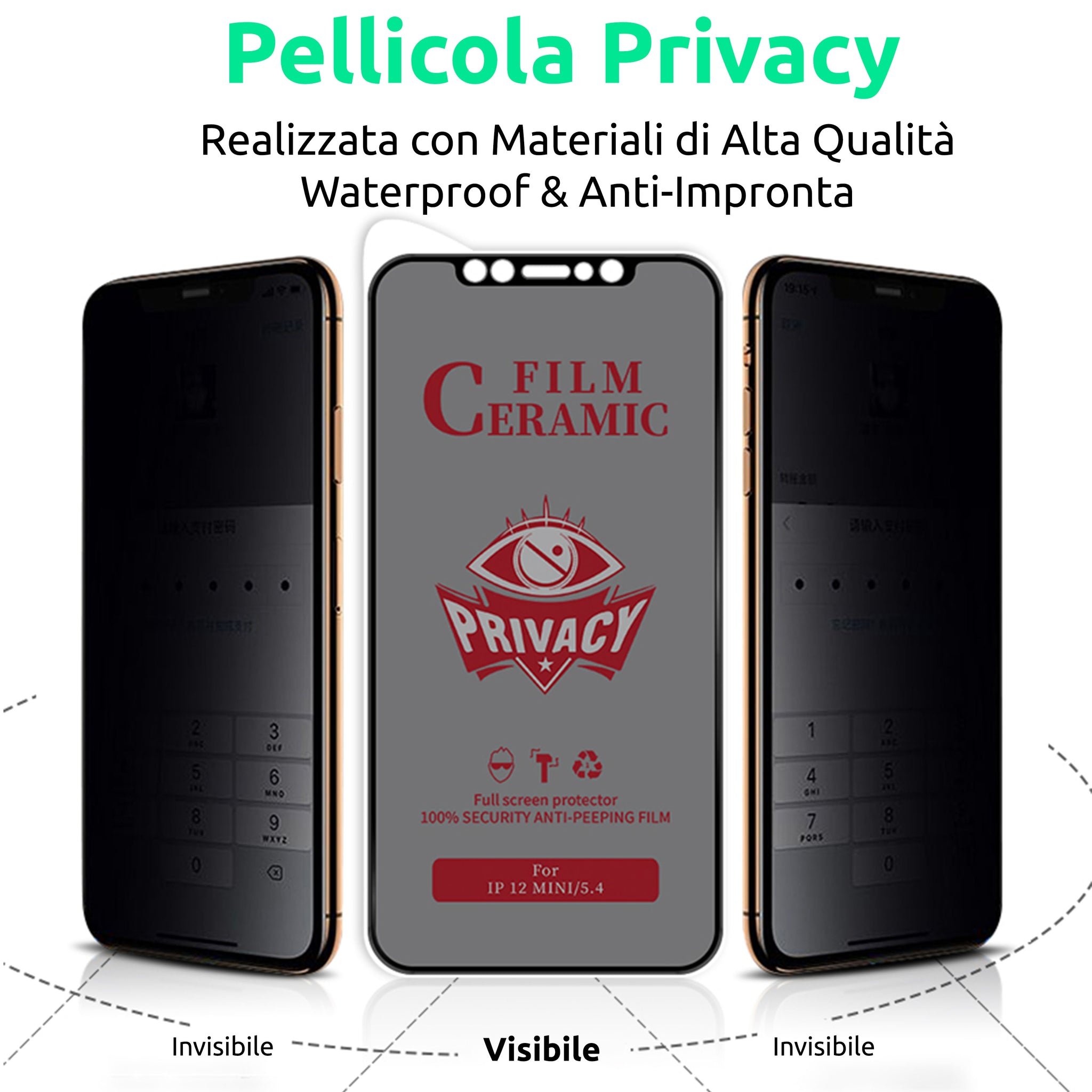 Pellicola Ceramic Privacy Opaca Morbida per Apple Iphone 14 13 12 Mini Pro Max 11 XS XR X